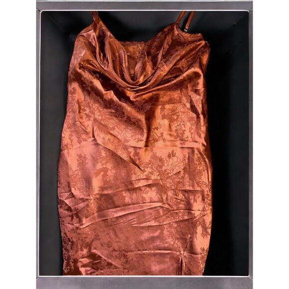 Vintage Satin Slip Prom Dress Womens Medium Cowl Neck Maxi Whimsigoth - Picture 9 of 16